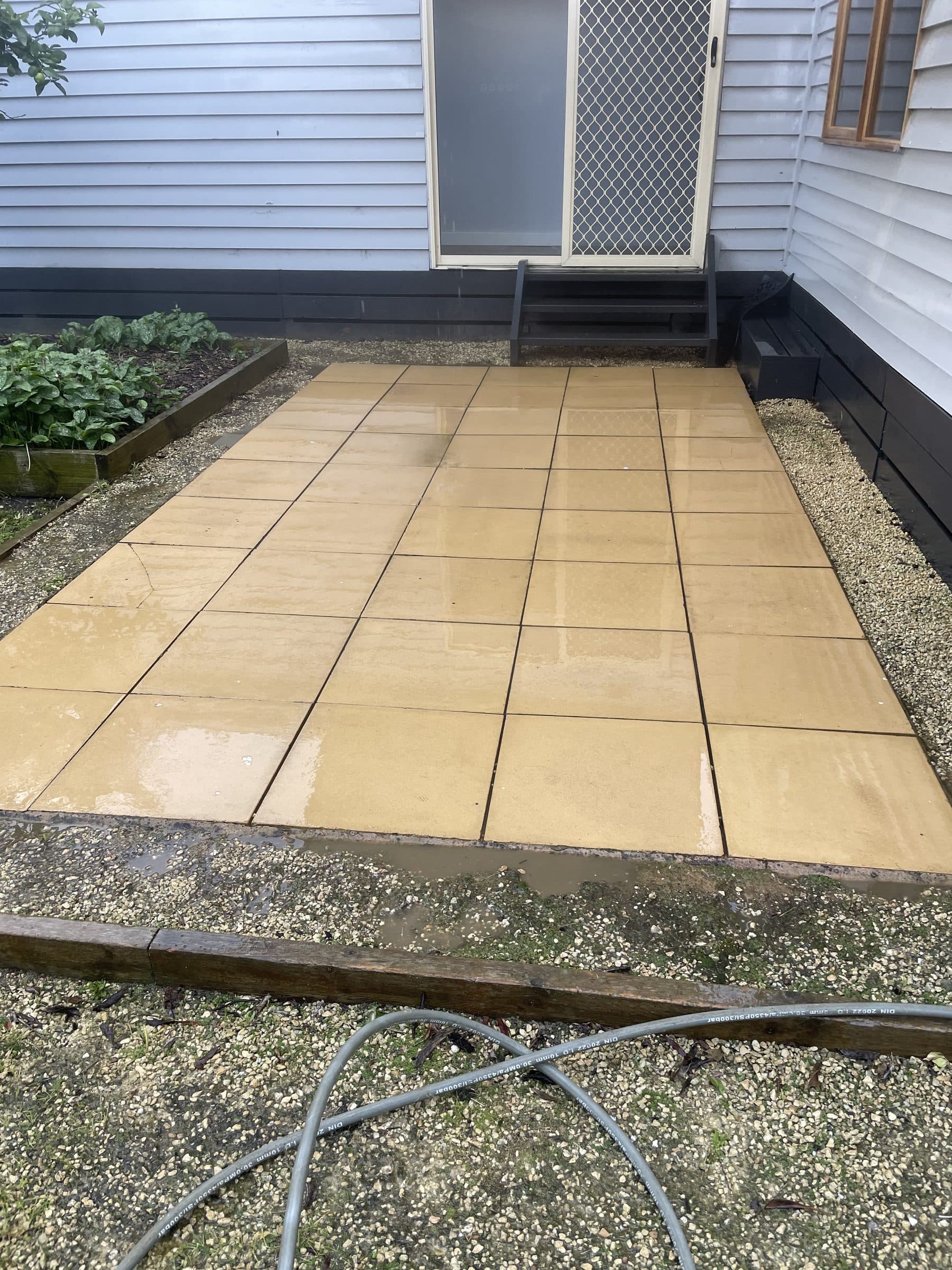 Driveway after high-pressure cleaning